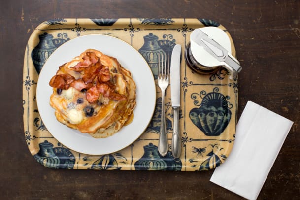 Frühstücks-Rezept aus den USA: Blueberry-Buttermilk-Pancakes mit Speck