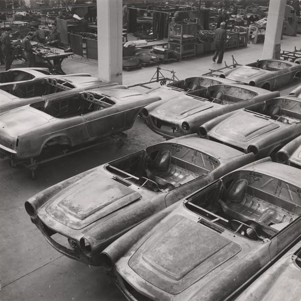 Fiat-Werke, Autos in der Fertigungshalle, Turin, Italien, 1959