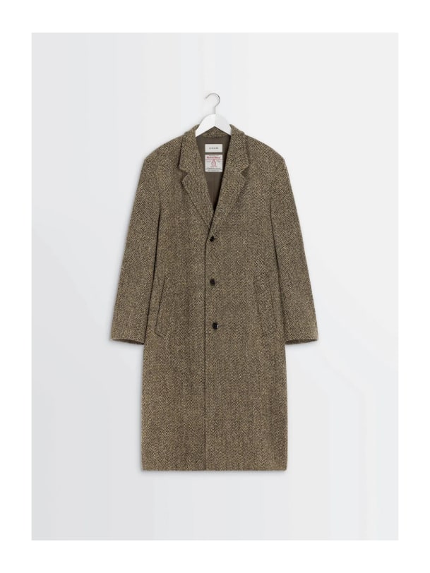 Beiger Mantel aus Tweed Stoff