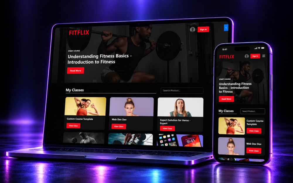 Fit Flix Website and Product Theme Bundle preview