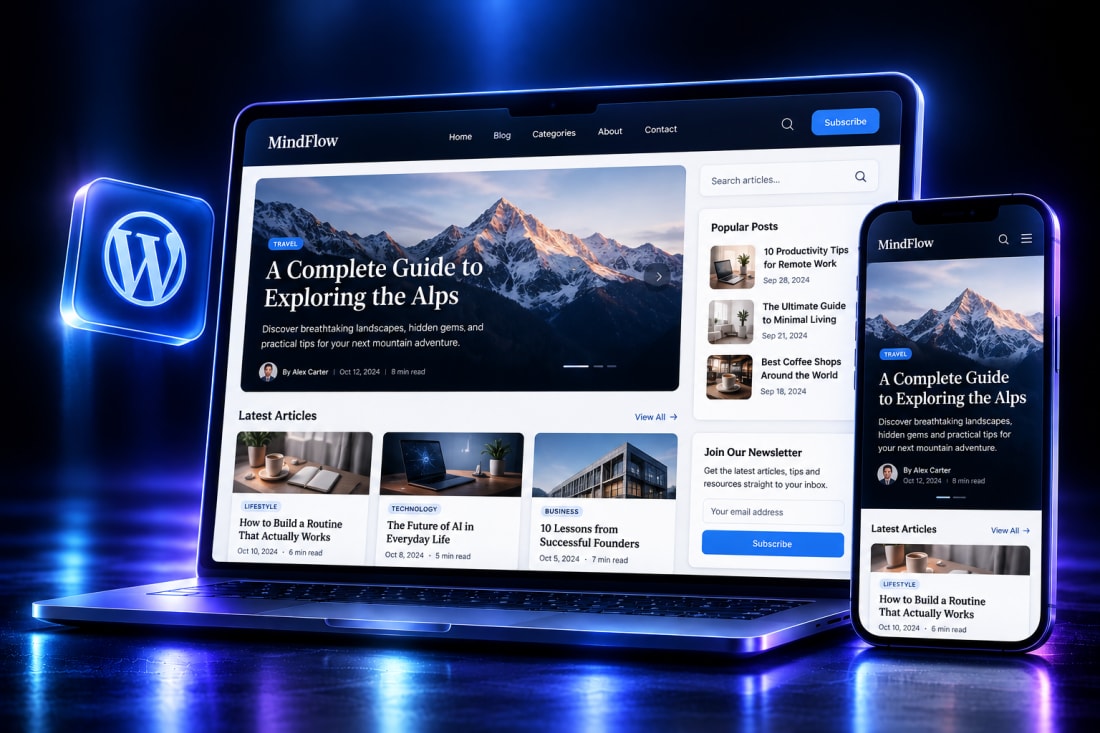 WordPress website mockup
