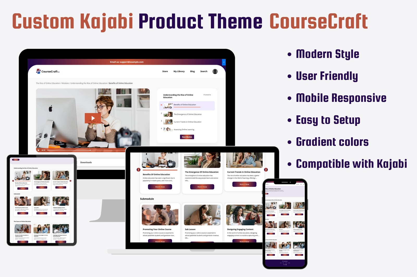 Course Craft - Product Theme page screenshot