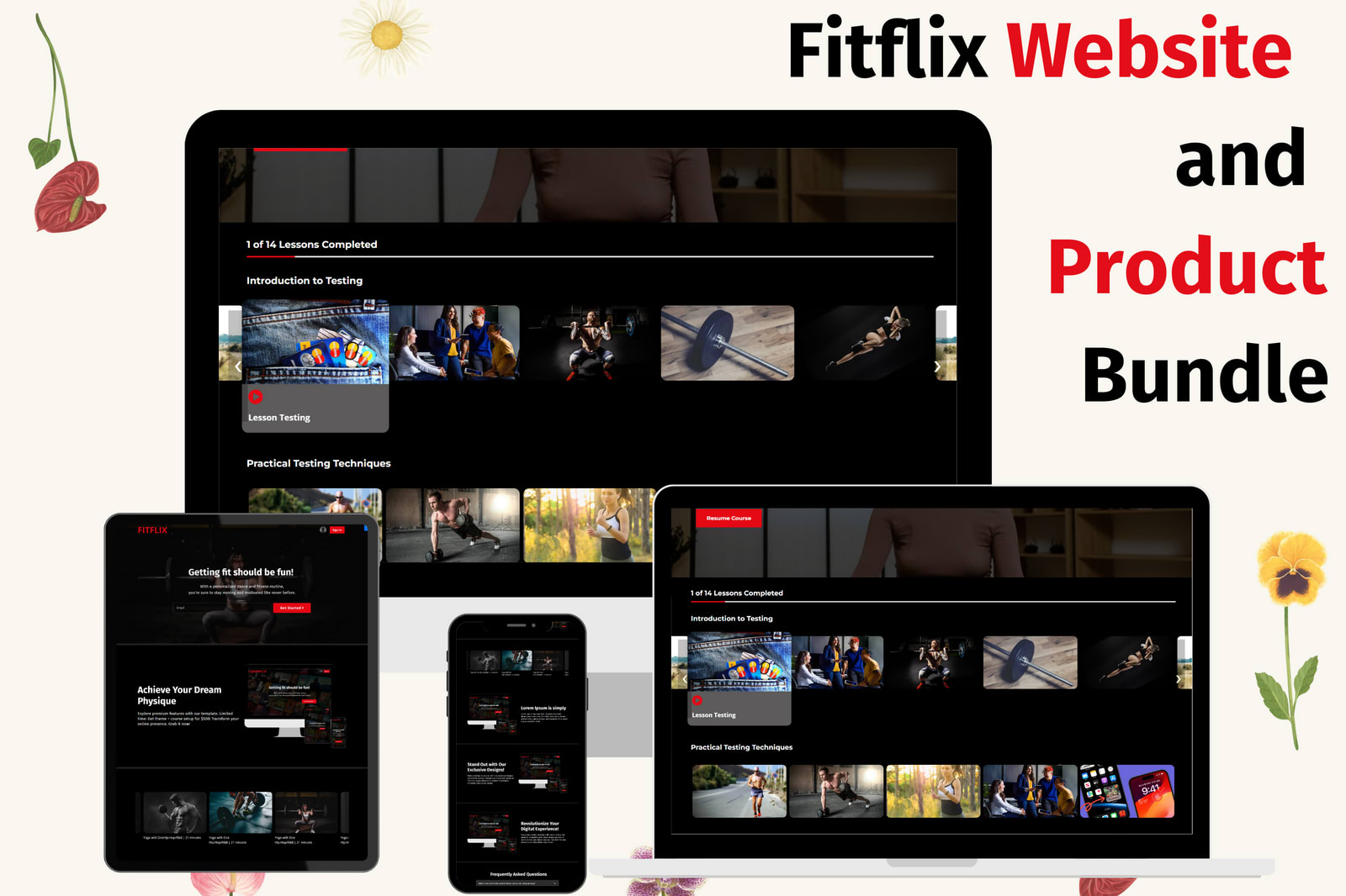 Fit Flix Website and Product Theme Bundle page screenshot