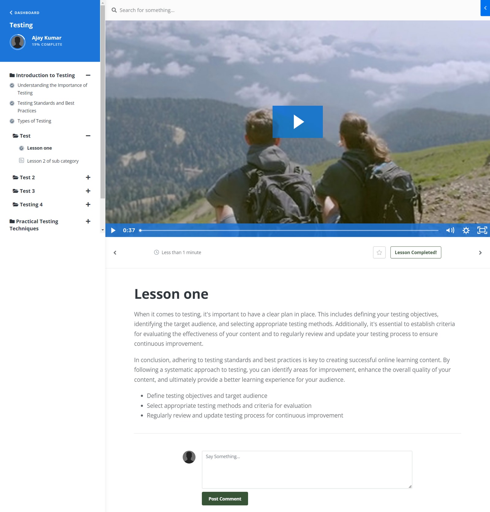 Momentum Navigator: Collapsible Course Navigator page screenshot