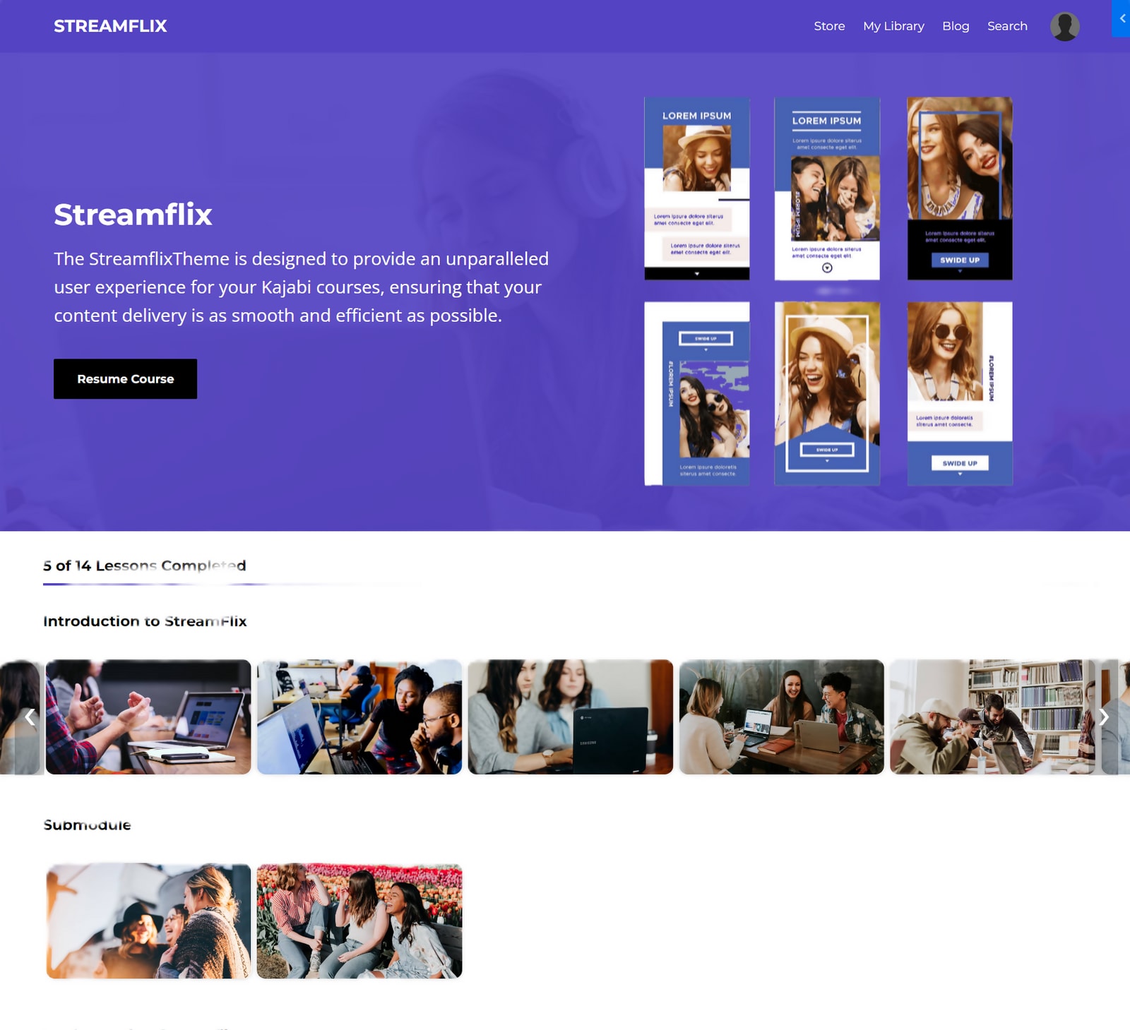 Streamflix Product Theme page screenshot
