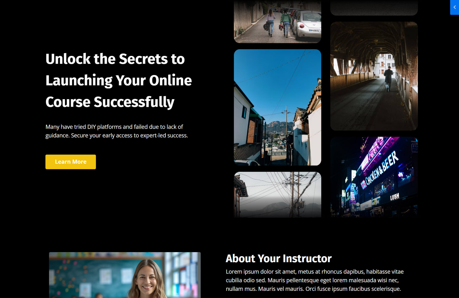 Vertical Slider Landing Page page screenshot