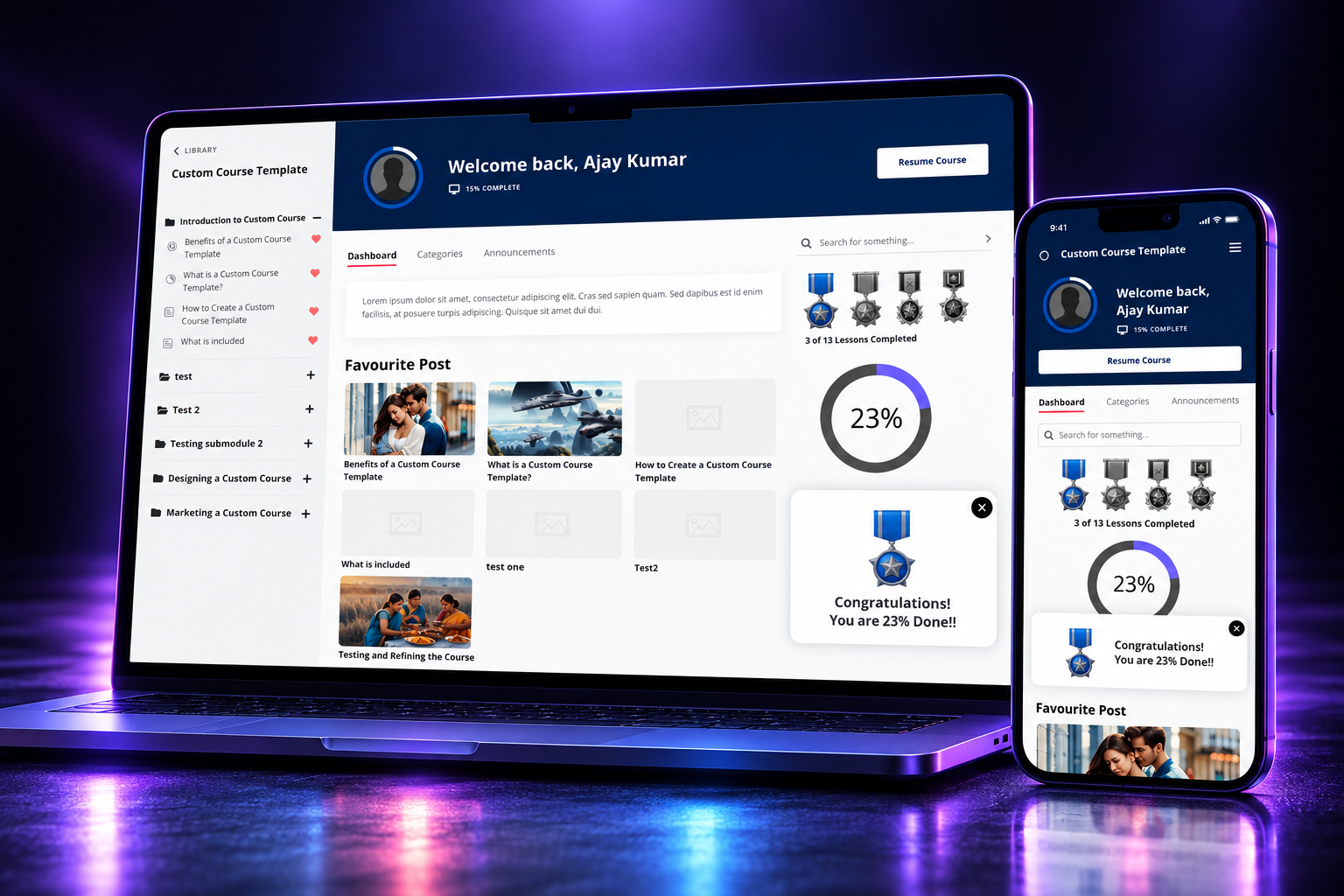 Momentum Achievement Theme: Premium Kajabi Course Theme preview