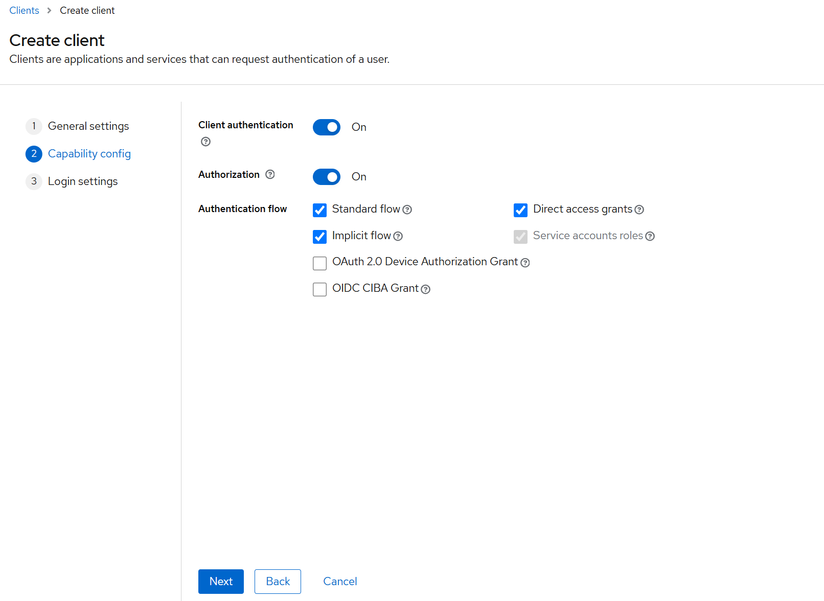 Capability configuration