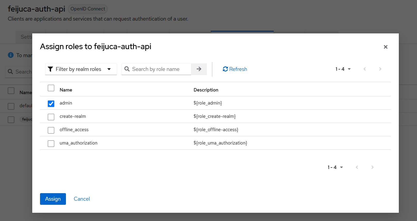 Add service role to the client
