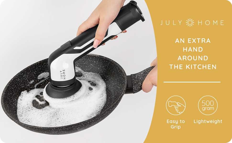 July Home Handheld Electric Spin Scrubber, Cordless Automatic Power Scrubber for Shower, Cleaner for Tile, Grill, Dish, Sink, Shower Scrubber with 3