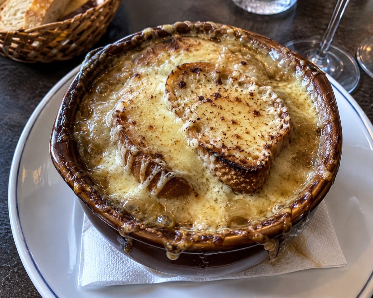 Soupe à l'oignon gratinée