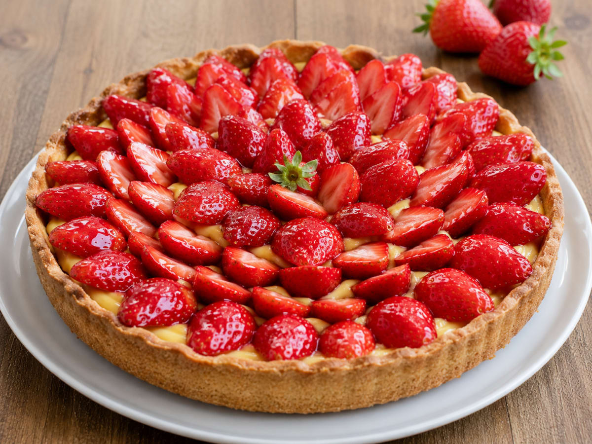 Tarte aux fraises, crème pâtissière