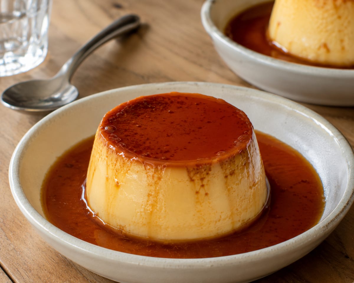 Crème caramel renversée