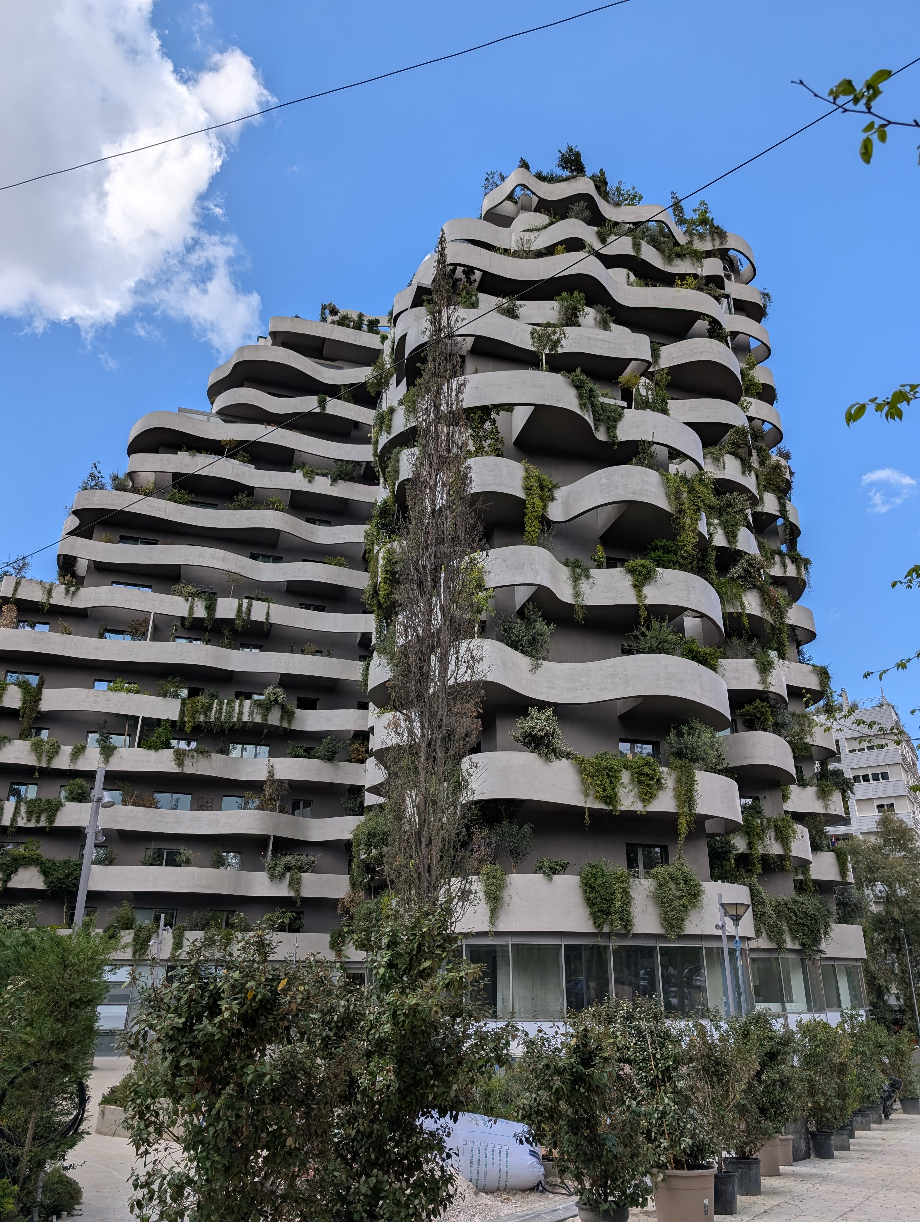 Facade of Lion Park residential building in Tirana.