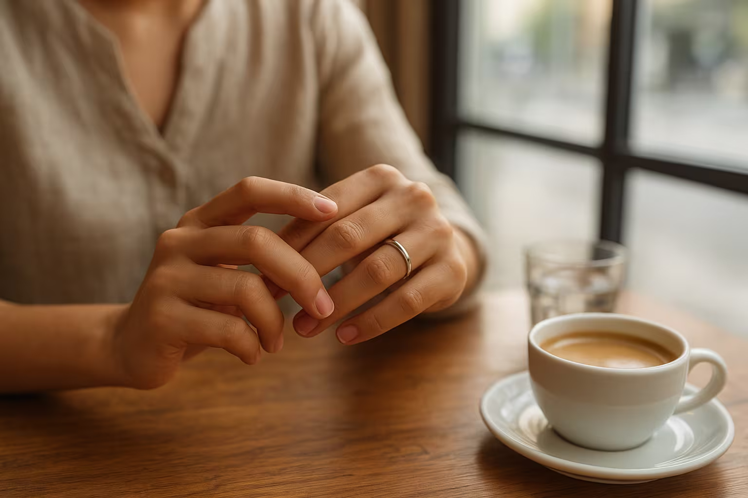 Main portant une bague pierre de naissance dans un cadre de vie naturel