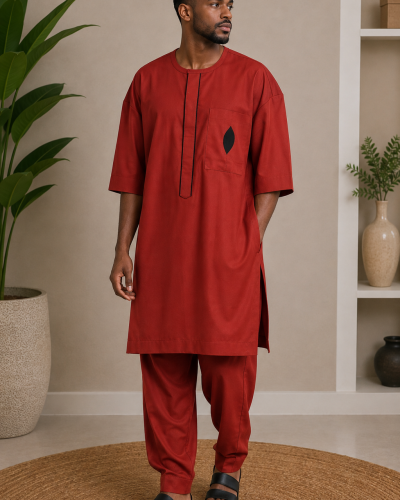 Burgundy two- piece Men set