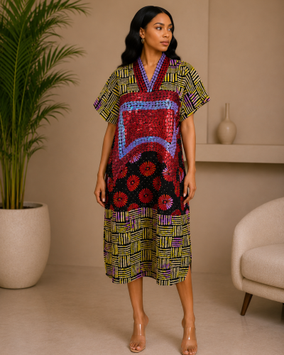 V- neck Midi Dress