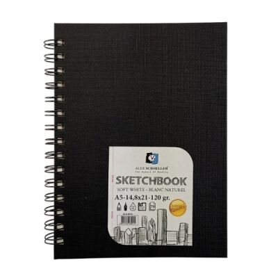 Alex Schoeller Sketchbook Sert Kapak Eskiz Defteri 120gr A5 70yp Spiralli Soft White Çizgisiz