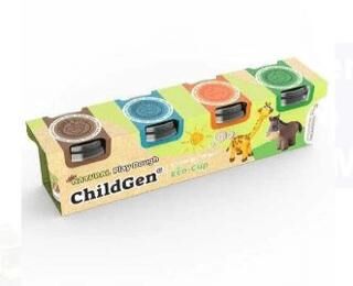 Childgen Oyun Hamuru Ecocup - 125Gr 4Lü Set Kahve-Mavi-Turuncu-Yeşil