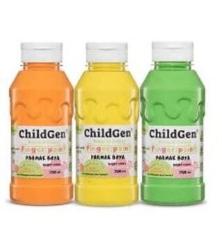 Childgen Süper Yıkanabilir 3Lü Parmak Boya Pastel Set 350 Ml X 3 - 1. Set Renk