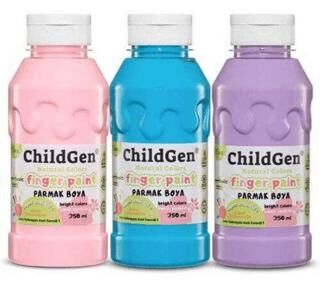 Childgen Süper Yıkanabilir 3Lü Parmak Boya Pastel Set 350 Ml X 3 - 2. Set Renk