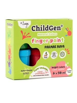 Childgen Süper Yıkanabilir Parmak Boya 6Lı Set - 6X50Gr