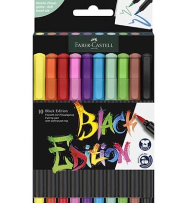 Faber-Castell Black Edition Keçeli Kalem Fırça Uç 10Lu