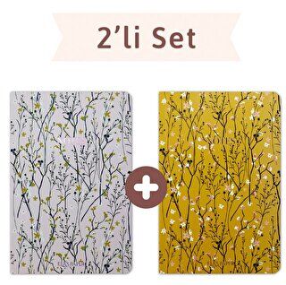 Floral Çizgili Twins 2 Defter Takım