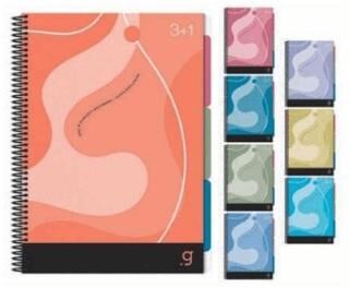Gıpta 6961 Geo Spiralli 3+1 Seperatörlü Pp Kapak Defter A4 140 Yaprak