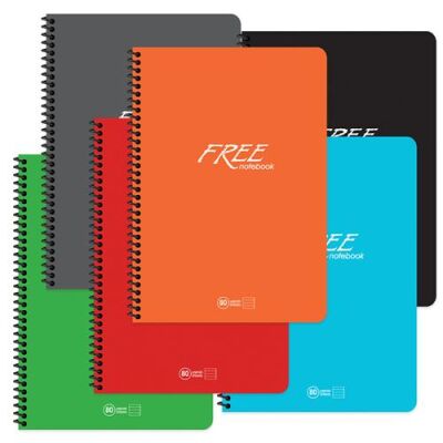Free A4 60 Yaprak Kareli Plastik Kapak Defter Keskin Color