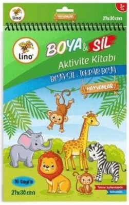 Lino Boya Sil Aktivite Boyama Kitabı Hayvanlar A4 Ebat Silinebilir