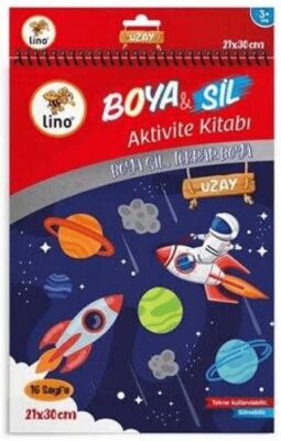 Lino Boya Sil Aktivite Boyama Kitabı Uzay A4 Ebat Silinebilir