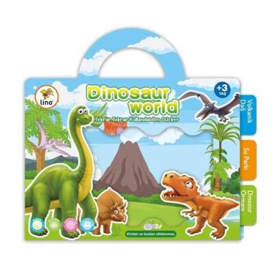 Lino Tekrar Tekrar Kullanılabilen Sticker Dinosaur World