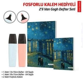 NTT - 2`li Van Gogh Defter Seti - Rhone Üzerinde - 2`li Fosforlu Kalem Hediyeli