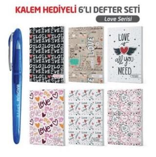 NTT - Magnum Jel Kalem Hediyeli 6 lı Defter - Love