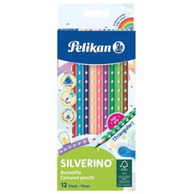 Pelikan Silverino Üçgen Kuru Boya Kalemi 12li