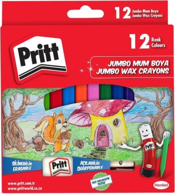 Pritt Pastel Boya Jumbo Üçgen Silinebilir 12 Renk