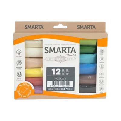 Smarta Hava İle Kuruyan Modelleme Hamuru 25 gr 12`li Basic Renkler