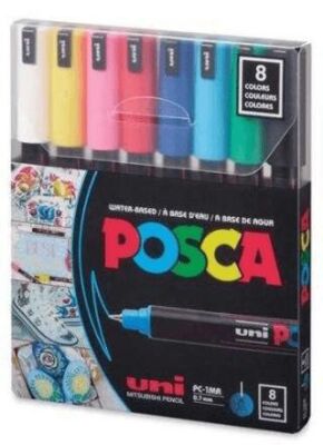Uni Posca 0.7 Su Bazlı Poster Markörü Ana Renk 8Li