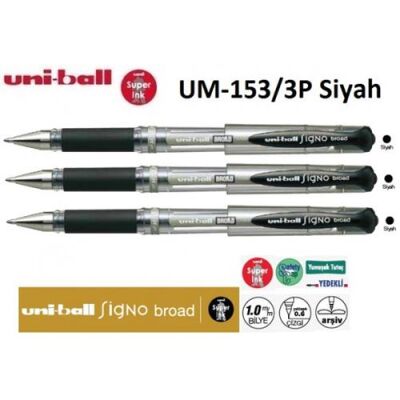 Uniball Signo Broad 1.0 İmza Kalemi 3Lü Siyah Um-153-3P Siyah