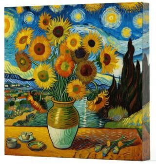 Van Gogh 10 Ayçiçekleri - Çizgisiz Yan Boyamalı Defter
