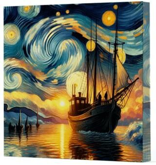 Van Gogh 2 Gemi - Çizgisiz Yan Boyamalı Defter