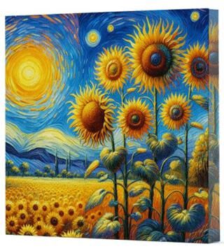 Van Gogh 4 Ayçiçekleri - Çizgisiz Yan Boyamalı Defter