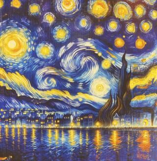 Van Gogh 7 Yıldızlı Gece - Çizgisiz Yan Boyamalı Defter
