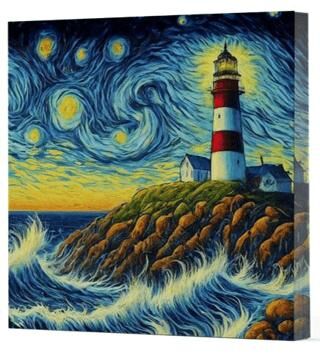 Van Gogh 8 Deniz Feneri - Çizgisiz Yan Boyamalı Defter