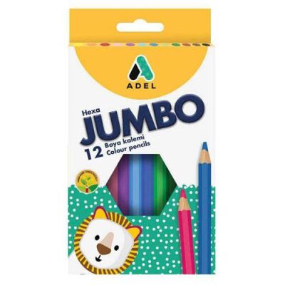 Adel Jumbo Köşeli Kuru Boya Kalemi 12 Renk