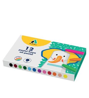 Adel Pastel Boya Karton Kutu Köşeli 12`li