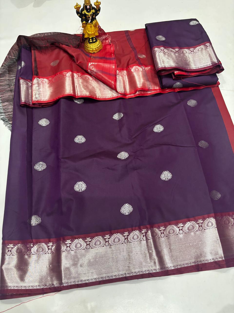 Deep Wine & Maroon Silver Zari Saree