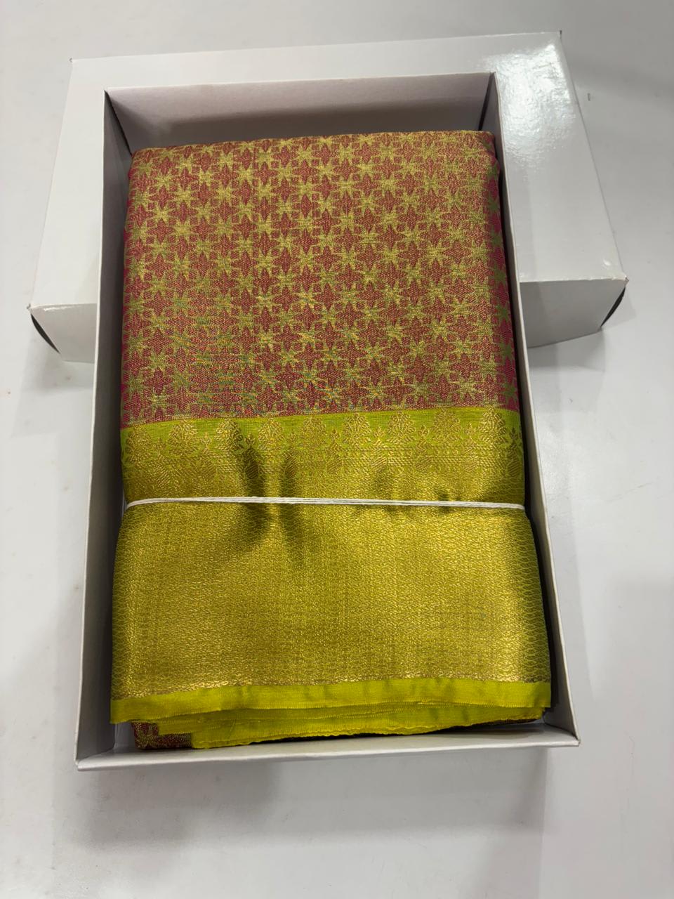 Magenta Pink & Sky Blue High Contrast Sico Saree