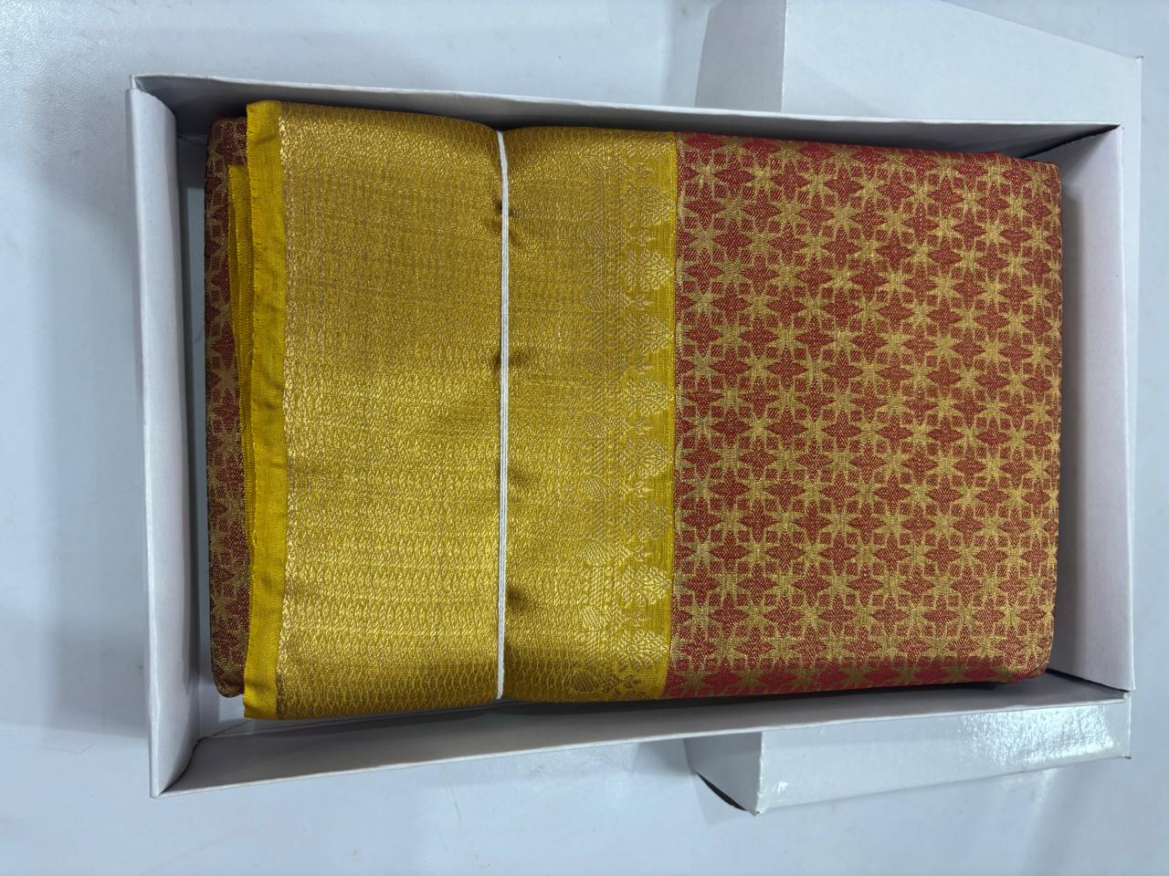 Midnight Blue & Cherry Red High Contrast Saree